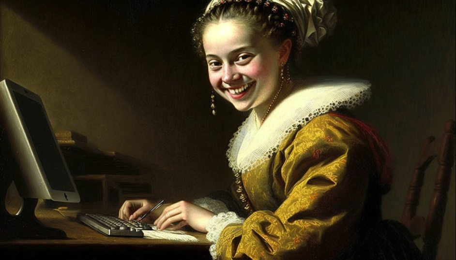 midjourney_young_smiling_woman_working_with_a_computer_by_rembr_9c838816-83b8-4378-bd04-cc82b51320ce