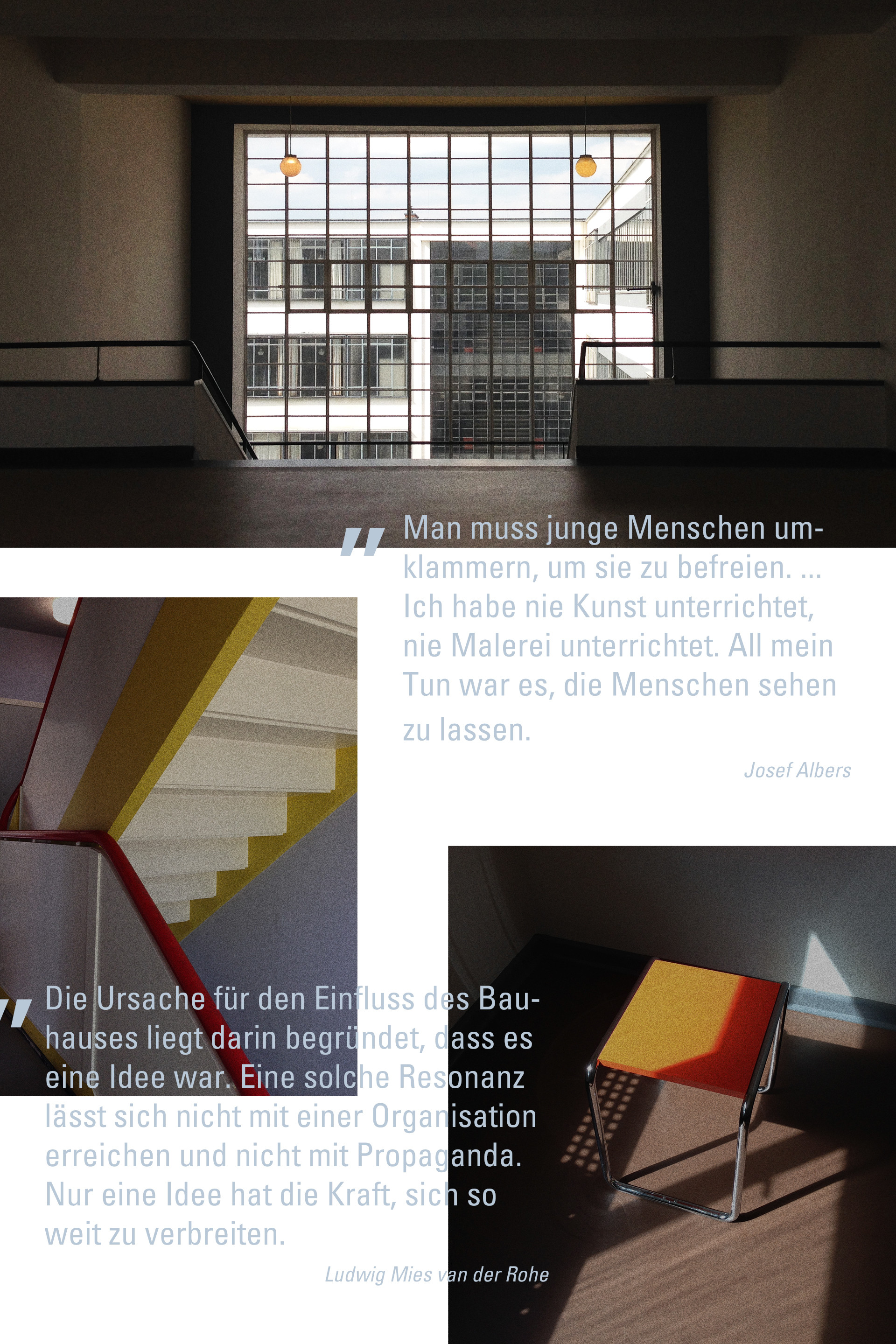 Bauhaus Zitate von Josef Albers und Ludwig Mies van der Rohe
