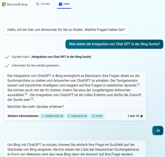 Screenshot Bing Suchmaschine